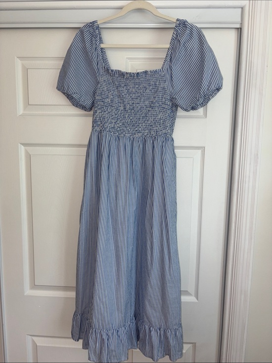 J. Crew Factory Dresses & Skirts - J. Crew Factory Blue and White Striped Smocked Midi Dress